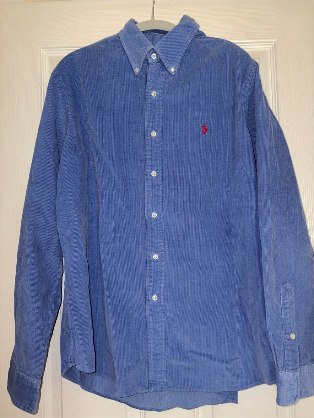 Polo by Ralph Lauren Blue Corduroy Button-Down Shirt with Red Pony, XL
